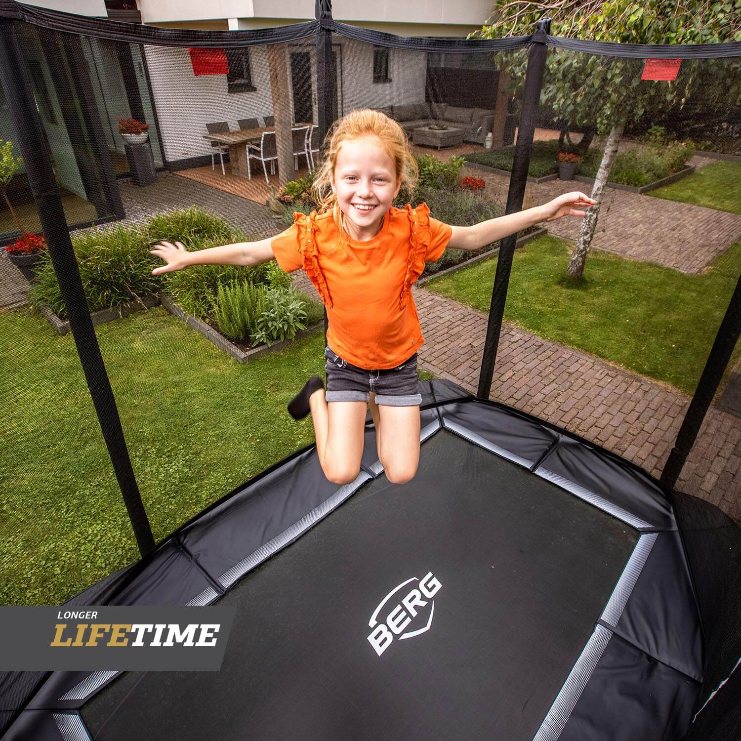 BERG Trampolin Regular ULTIM Favorit Black 280 + Sicherheitsnetz Comfort