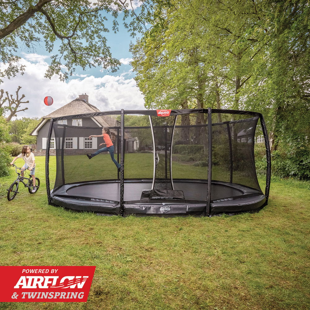BERG Trampolin InGround GRAND Champion Grey oval 350 x 250 cm + Sicherheitsnetz Deluxe (Neu) BERG Trampolin InGround GRAND Champion Grey oval 350 x 250 cm + Sicherheitsnetz Deluxe (Neu)