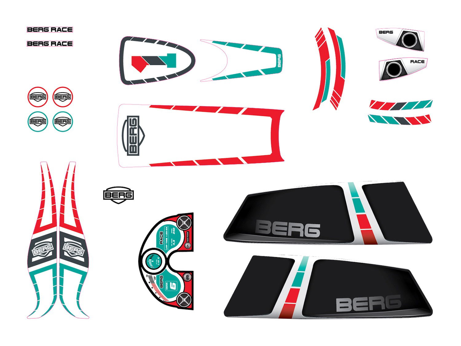 BERG Ersatzteil Sticker-Set XL Rahmen - Aufkleber Race BERG Ersatzteil Sticker-Set XL Rahmen - Aufkleber Race