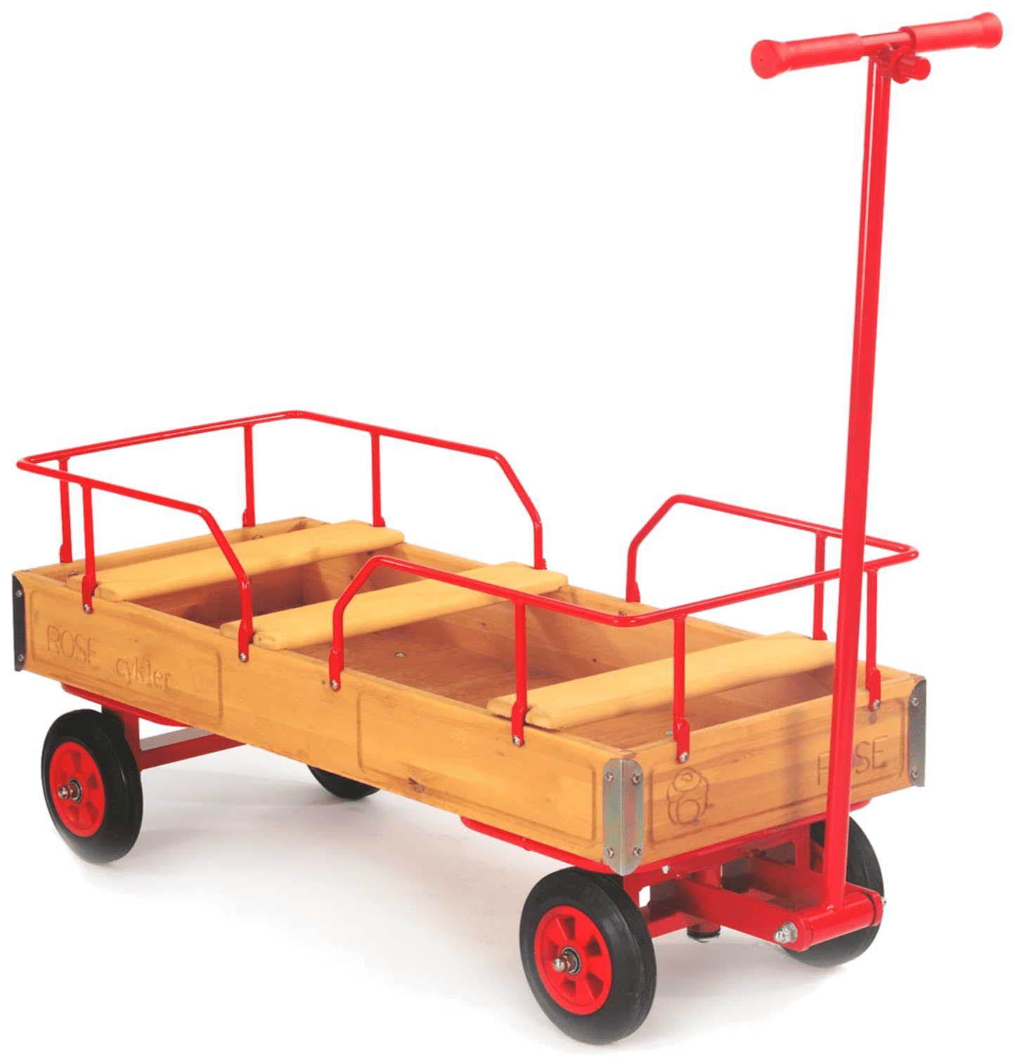 ROSE Bollerwagen 4cf mit drei Bänken und Vollgummibereifung