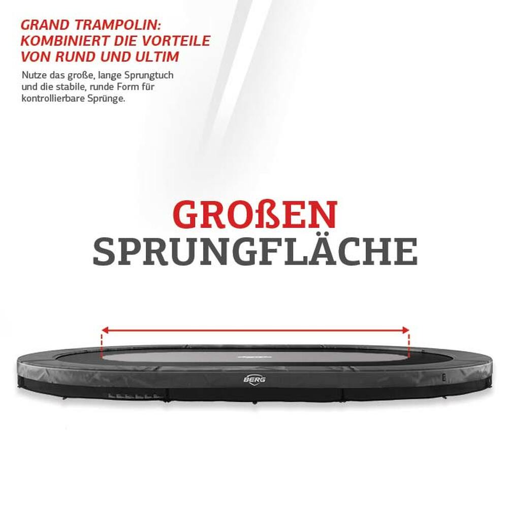 BERG Trampolin InGround GRAND Elite Grey oval 520 x 345 cm + Sicherheitsnetz Deluxe (Neu) BERG Trampolin InGround GRAND Elite Grey oval 520 x 345 cm + Sicherheitsnetz Deluxe (Neu)