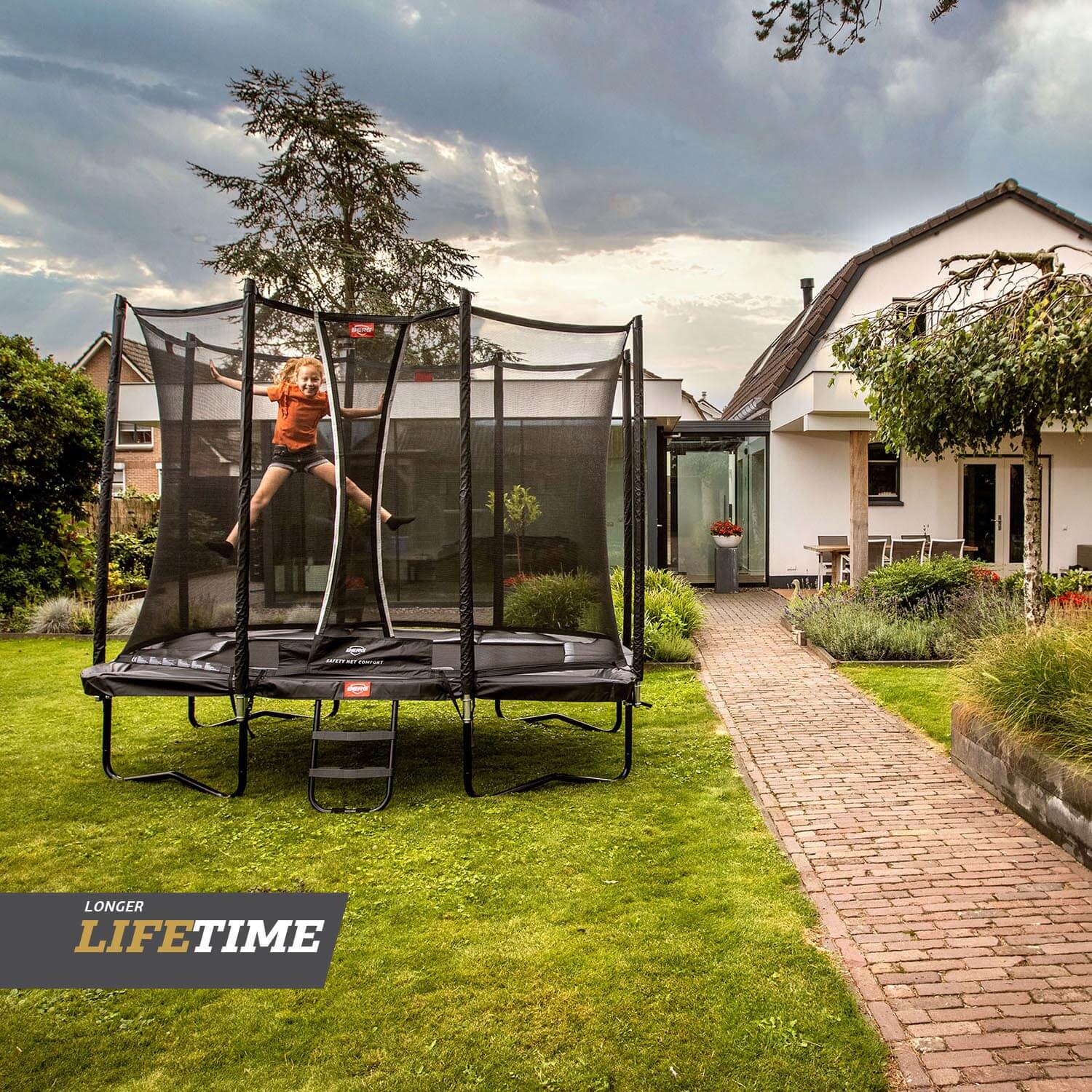 BERG Trampolin Regular ULTIM Favorit Black 280 + Sicherheitsnetz Comfort