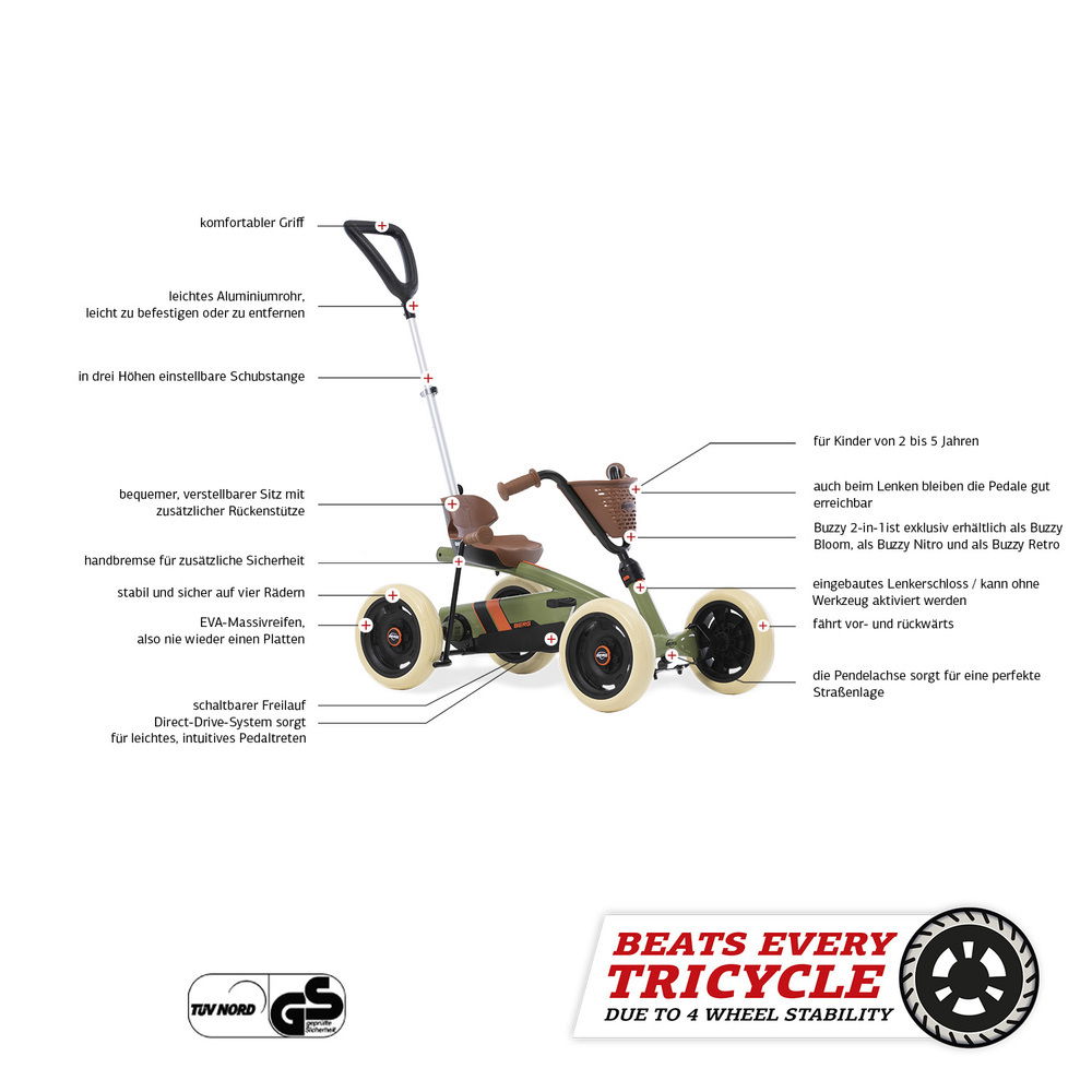 BERG Gokart Buzzy Retro 2-in-1 Green