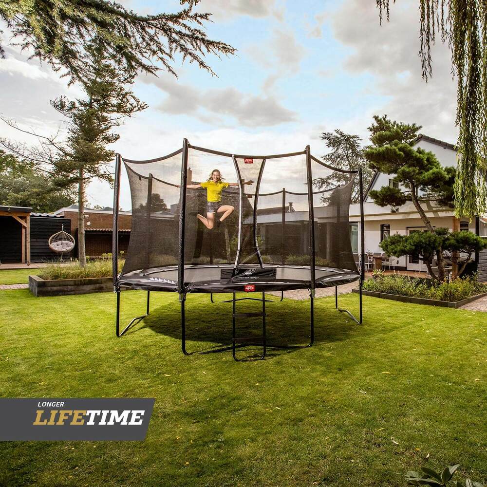 BERG Trampolin Regular ROUND Favorit Black Ø380 cm + Sicherheitsnetz Comfort