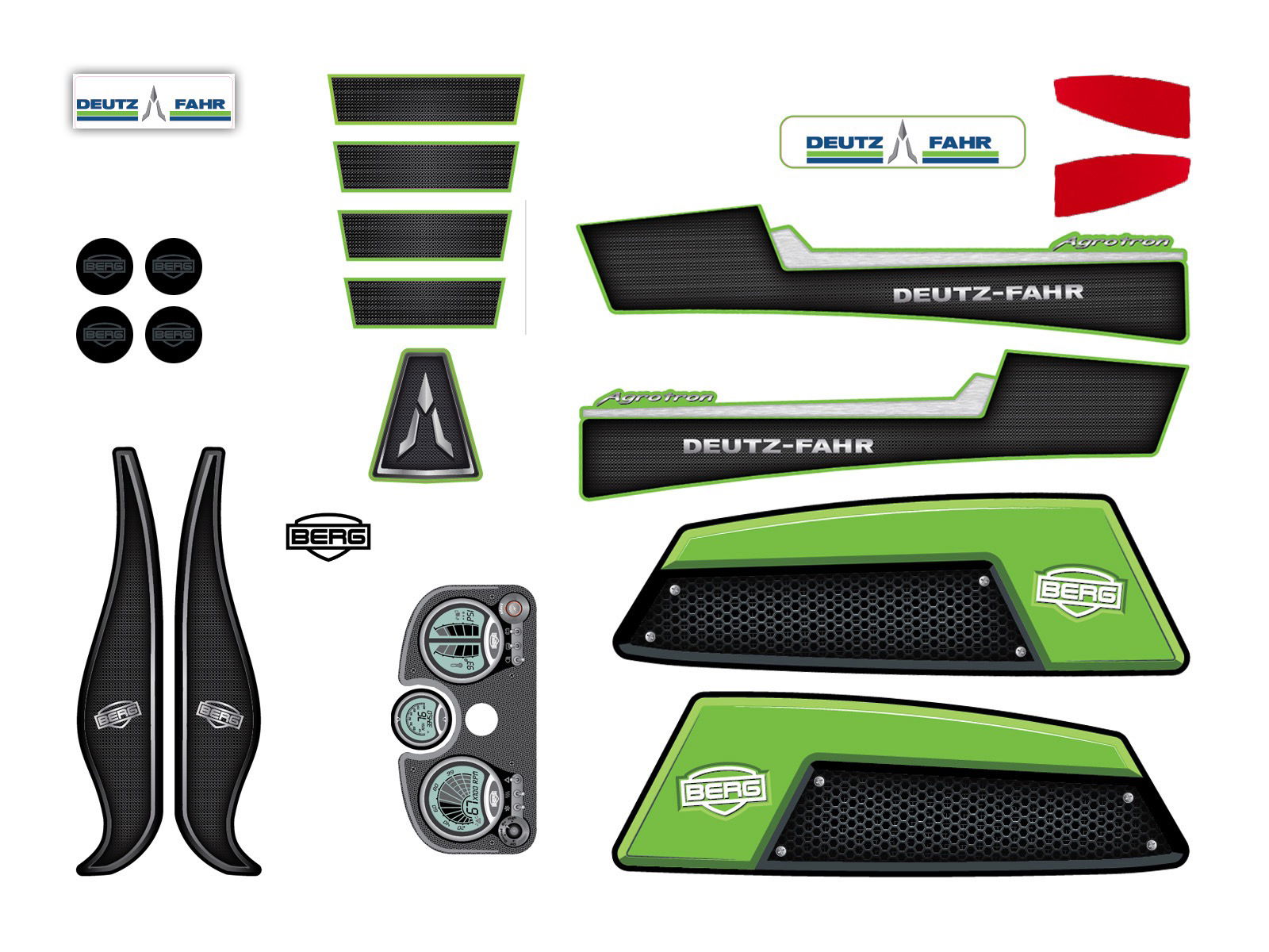 BERG Ersatzteil Sticker-Set XL Rahmen - Aufkleber Deutz-Fahr BERG Ersatzteil Sticker-Set XL Rahmen - Aufkleber Deutz-Fahr