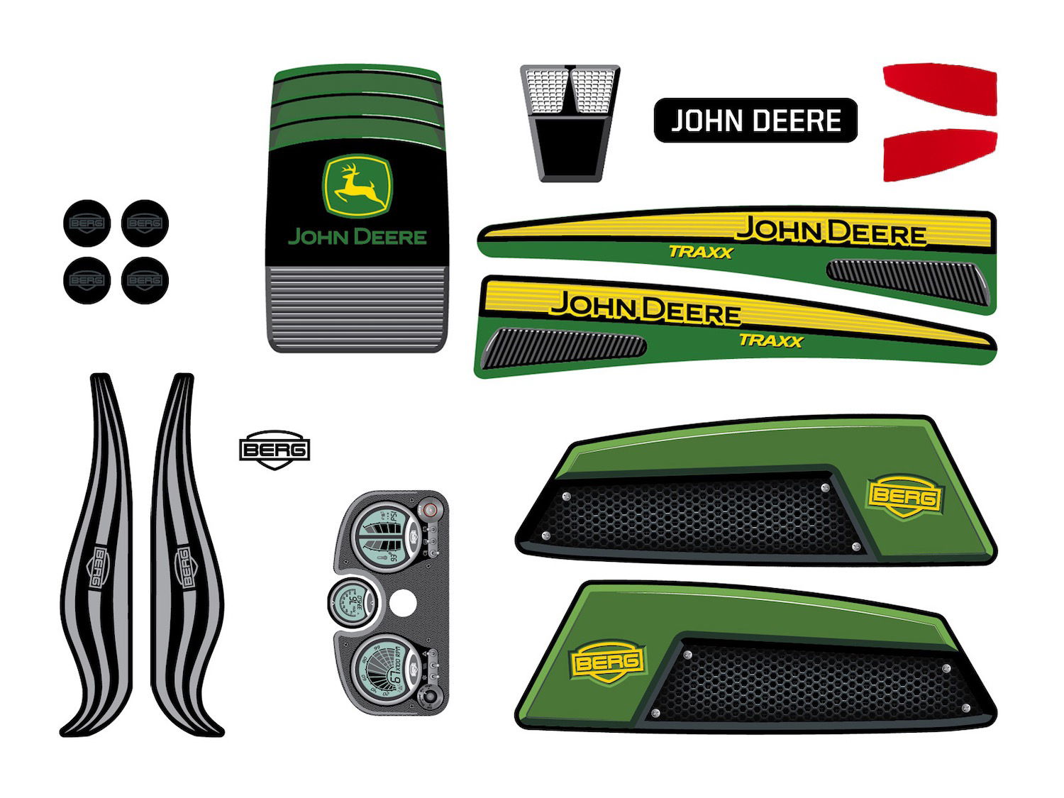 BERG Ersatzteil Sticker-Set XL Rahmen - Aufkleber John Deere BERG Ersatzteil Sticker-Set XL Rahmen - Aufkleber John Deere