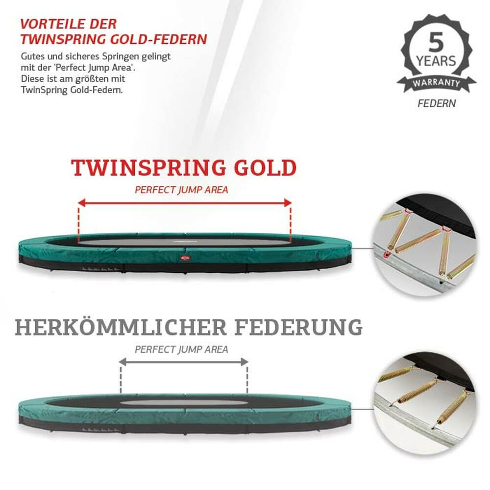 BERG Trampolin InGround GRAND Champion Green oval 350 x 250 cm + Sicherheitsnetz Deluxe BERG Trampolin InGround GRAND Champion Green oval 350 x 250 cm + Sicherheitsnetz Deluxe