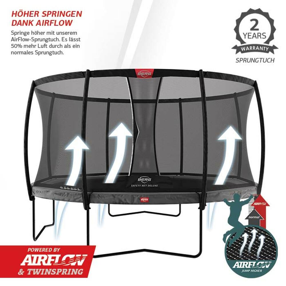 BERG Trampolin Regular ROUND Champion Green Ø270 cm + Sicherheitsnetz Deluxe BERG Trampolin Regular ROUND Champion Green Ø270 cm + Sicherheitsnetz Deluxe