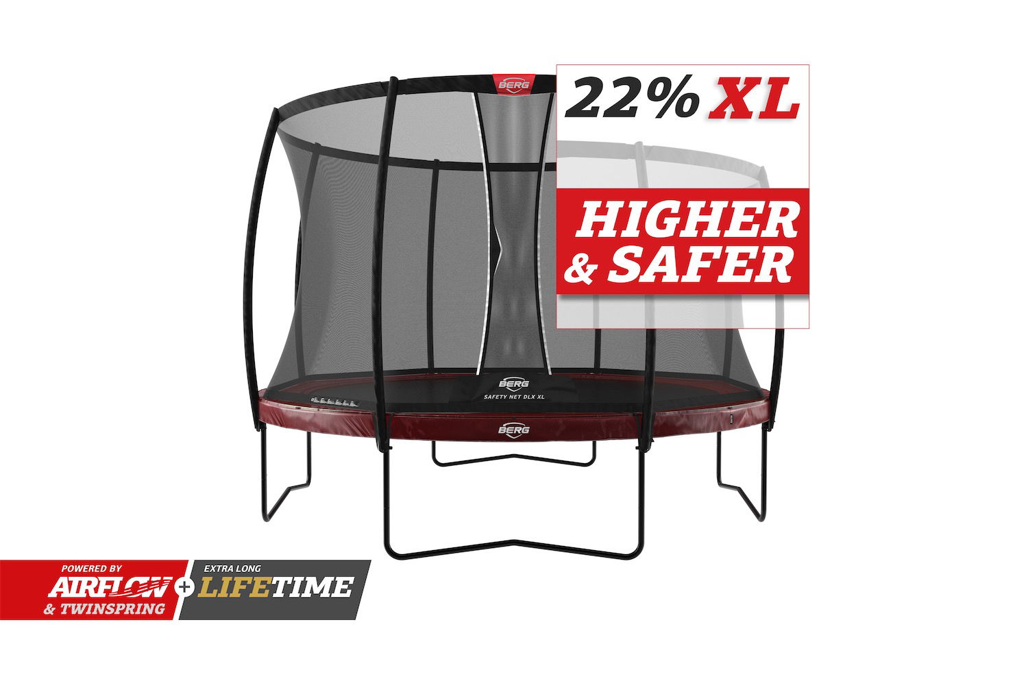 BERG Trampolin Regular Elite Red Ø430 cm + Sicherheitsnetz DLX XL (Ersatzteilarchiv) BERG Trampolin Regular Elite Red Ø430 cm + Sicherheitsnetz DLX XL (Ersatzteilarchiv)