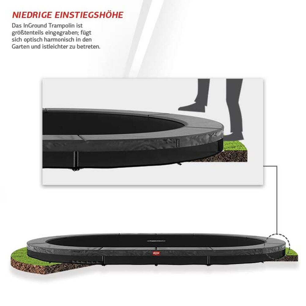 BERG Trampolin InGround GRAND Favorit Black oval 520 x 345 cm + Sicherheitsnetz Comfort BERG Trampolin InGround GRAND Favorit Black oval 520 x 345 cm + Sicherheitsnetz Comfort