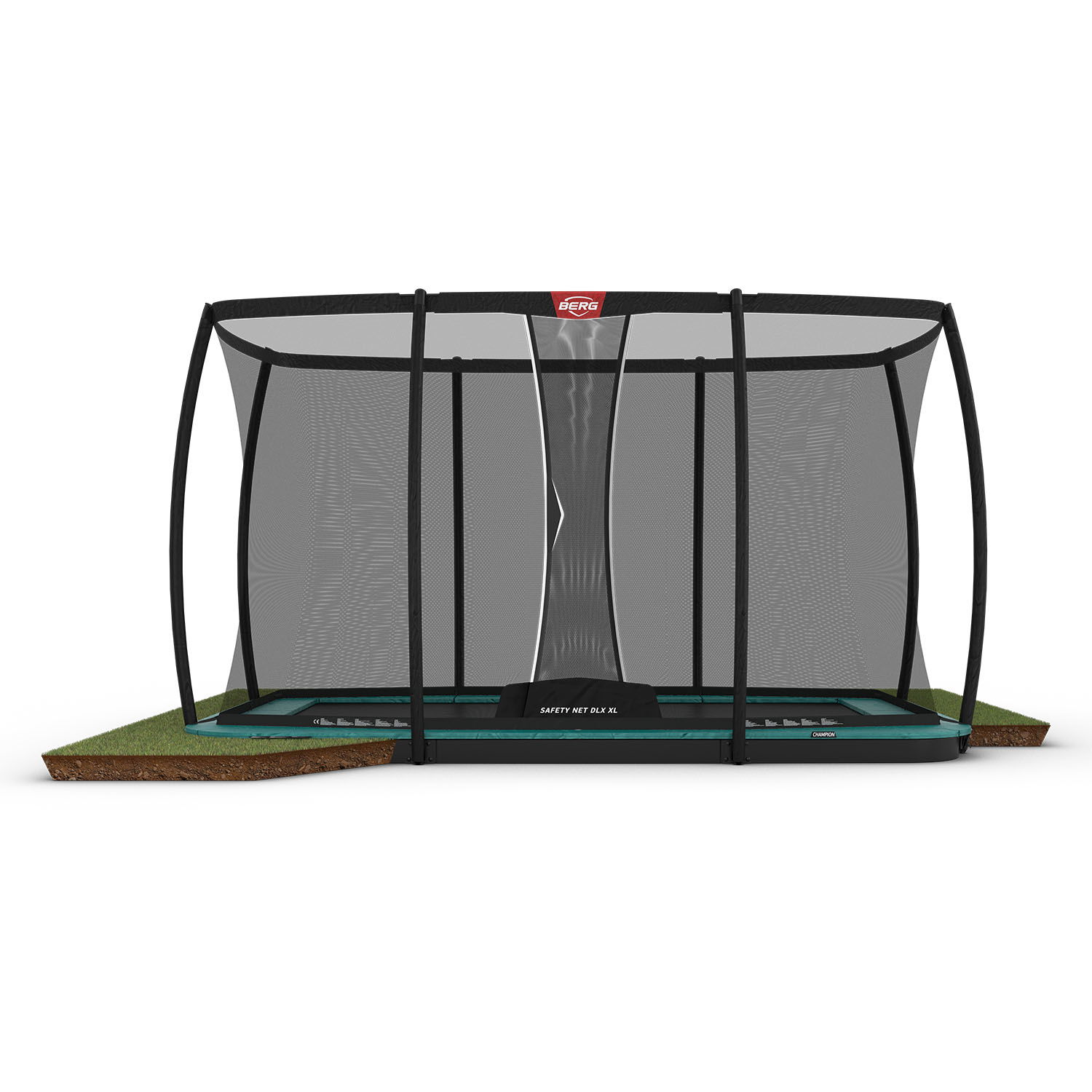 BERG Trampolin FlatGround ULTIM Champion Green 410 + Sicherheitsnetz DLX XL BERG Trampolin FlatGround ULTIM Champion Green 410 + Sicherheitsnetz DLX XL
