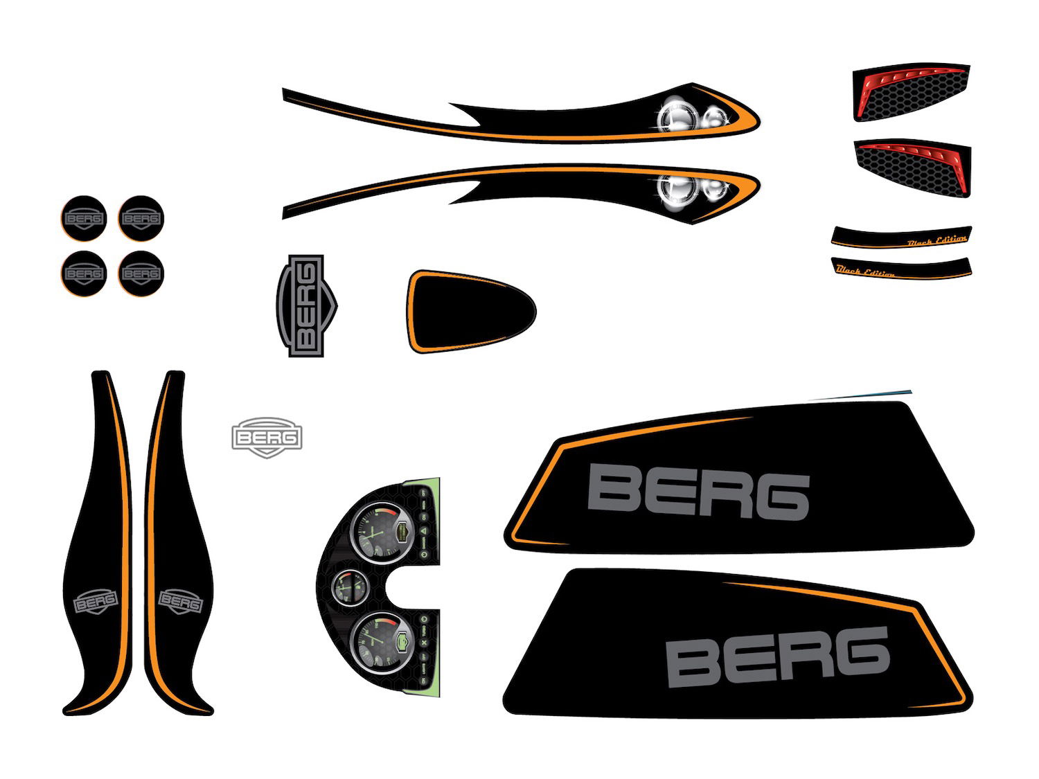 BERG Ersatzteil Sticker-Set XL Rahmen - Aufkleber Black Edition BERG Ersatzteil Sticker-Set XL Rahmen - Aufkleber Black Edition
