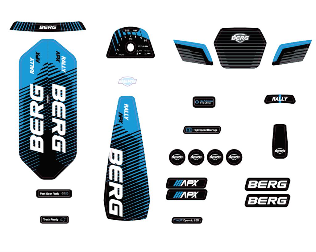 BERG Ersatzteil Rally APX Blue Aufkleber Sticker-Set BERG Ersatzteil Rally APX Blue Aufkleber Sticker-Set