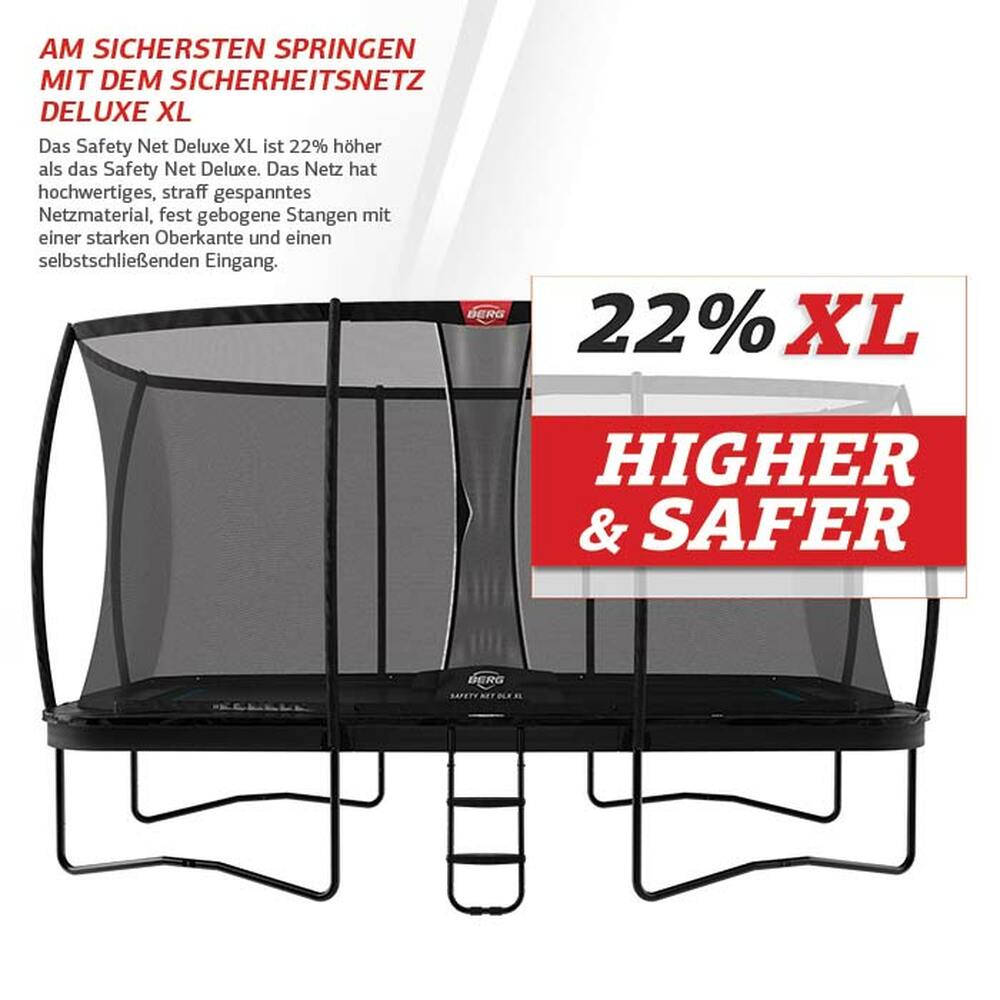 BERG Trampolin Regular ULTIM Elite Grey 500 + Sicherheitsnetz DLX XL inkl. Leiter
