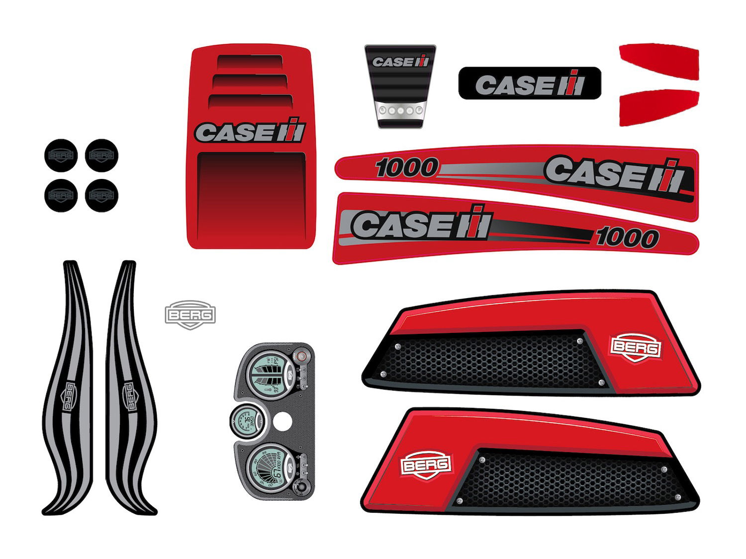 BERG Ersatzteil Sticker-Set XL Rahmen - Aufkleber Case IH BERG Ersatzteil Sticker-Set XL Rahmen - Aufkleber Case IH