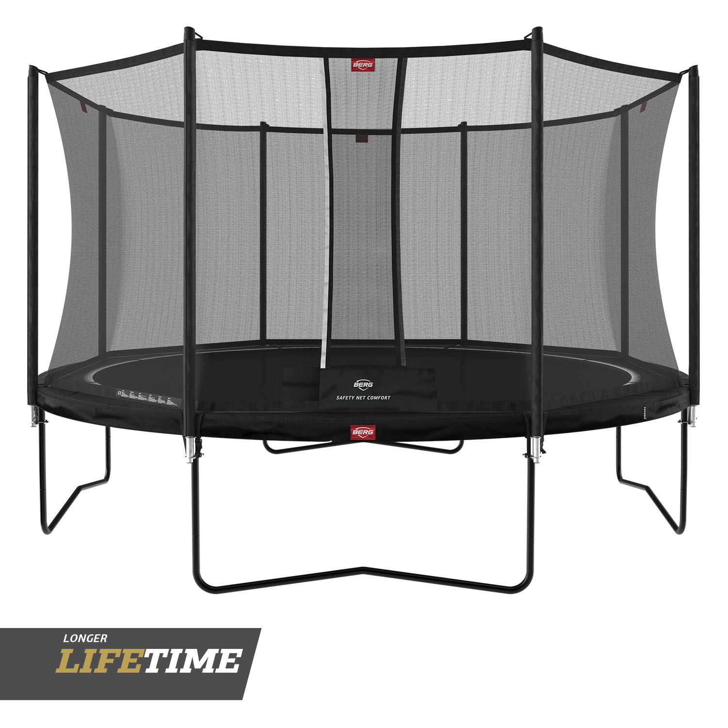 BERG Trampolin Regular ROUND Favorit Black Ø380 cm + Sicherheitsnetz Comfort