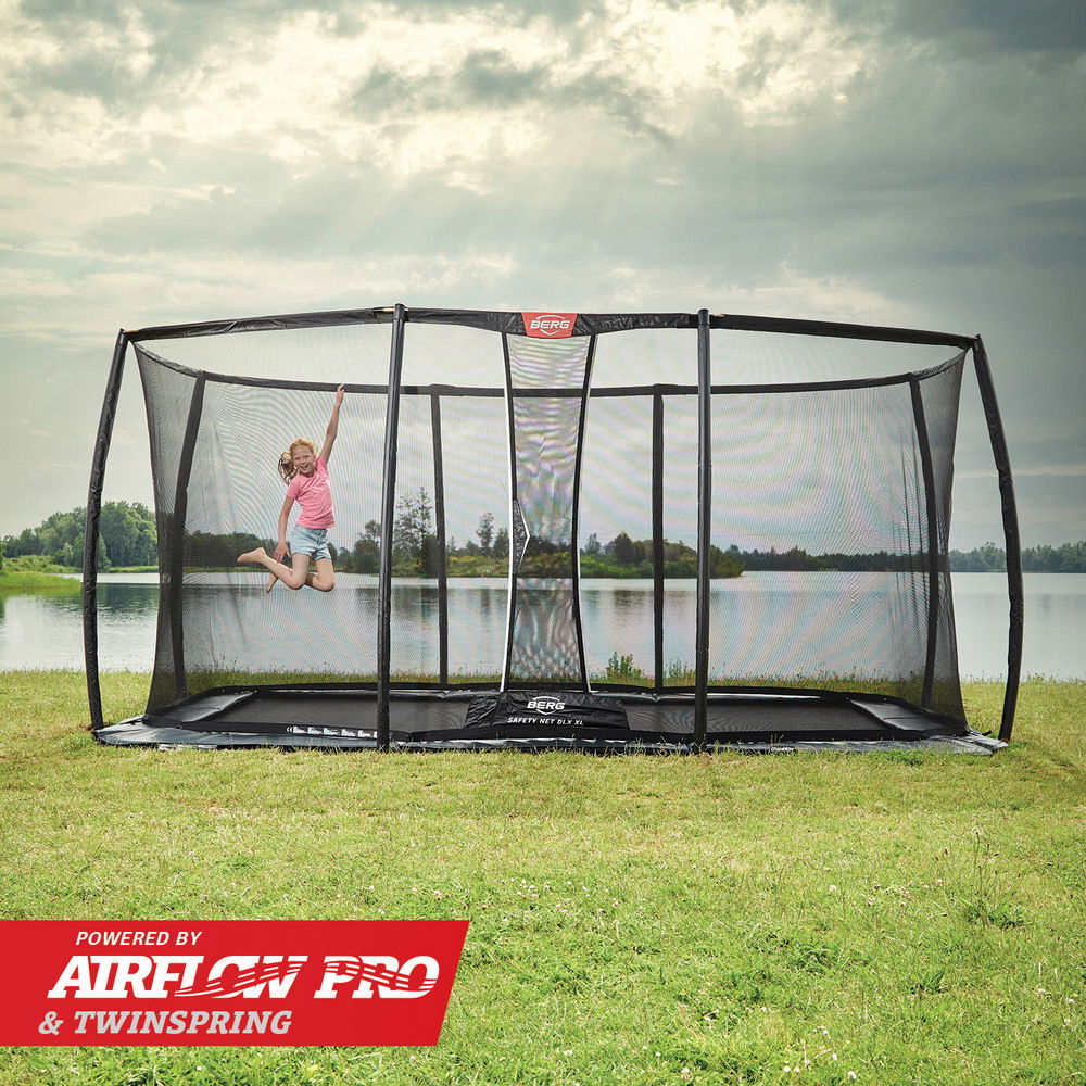 BERG Trampolin FlatGround ULTIM Elite Grey 500 + Sicherheitsnetz DLX XL (NEU) BERG Trampolin FlatGround ULTIM Elite Grey 500 + Sicherheitsnetz DLX XL (NEU)