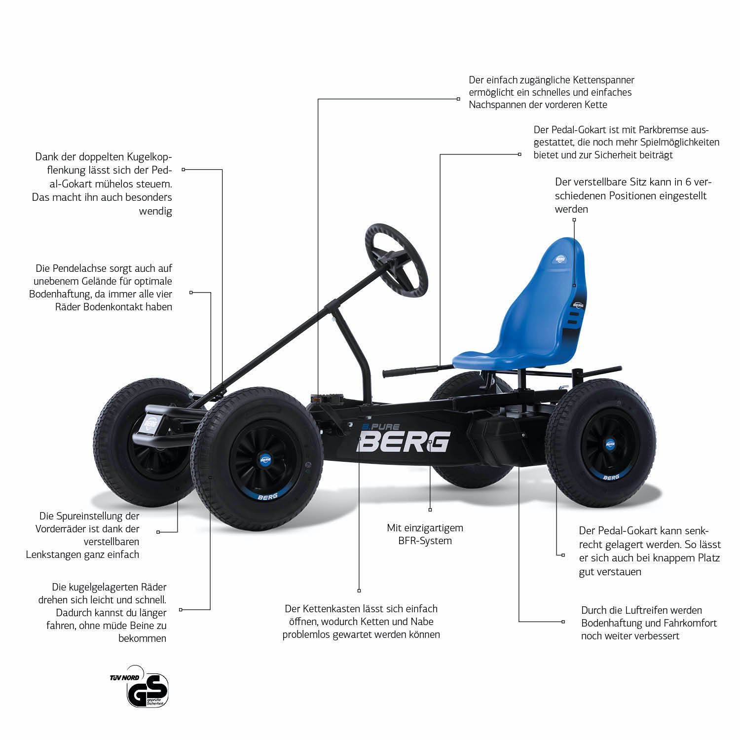 BERG Gokart B.Pure Blue XL BFR inkl. Soziussitz BERG Gokart B.Pure Blue XL BFR inkl. Soziussitz