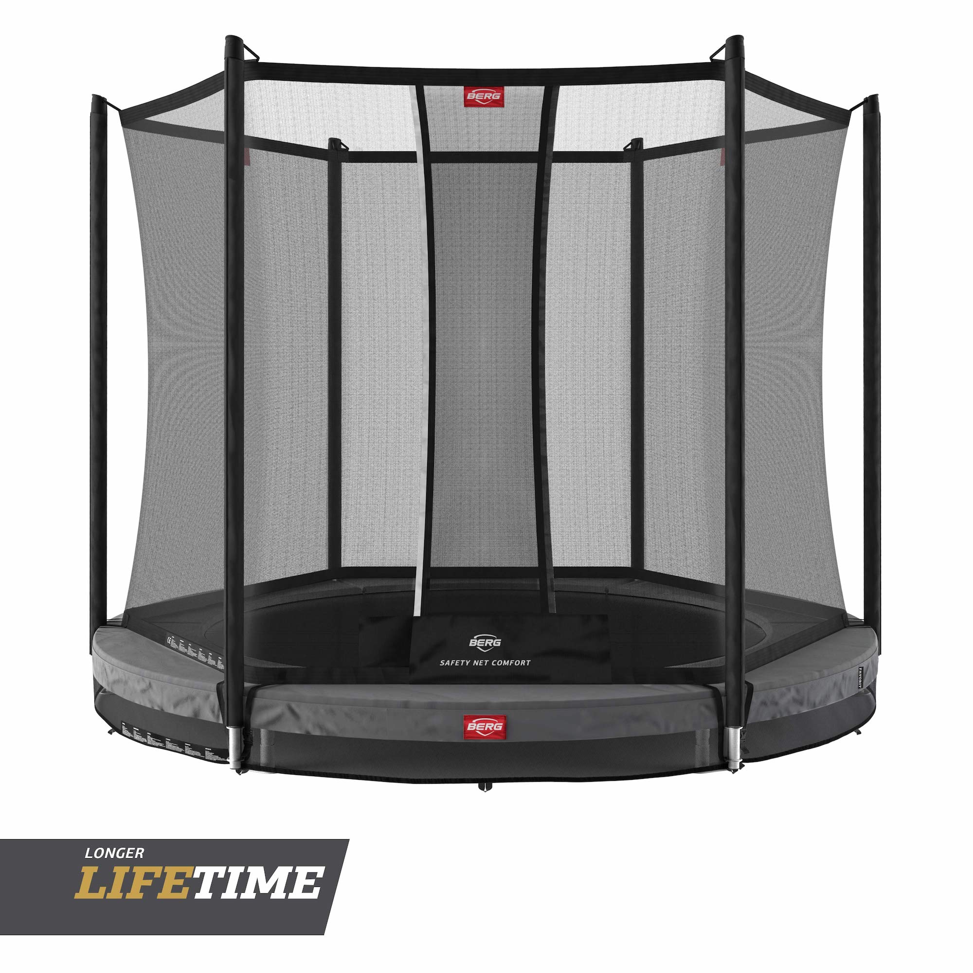 BERG Trampolin InGround ROUND Favorit Grey Ø270 cm + Sicherheitsnetz Comfort BERG Trampolin InGround ROUND Favorit Grey Ø270 cm + Sicherheitsnetz Comfort