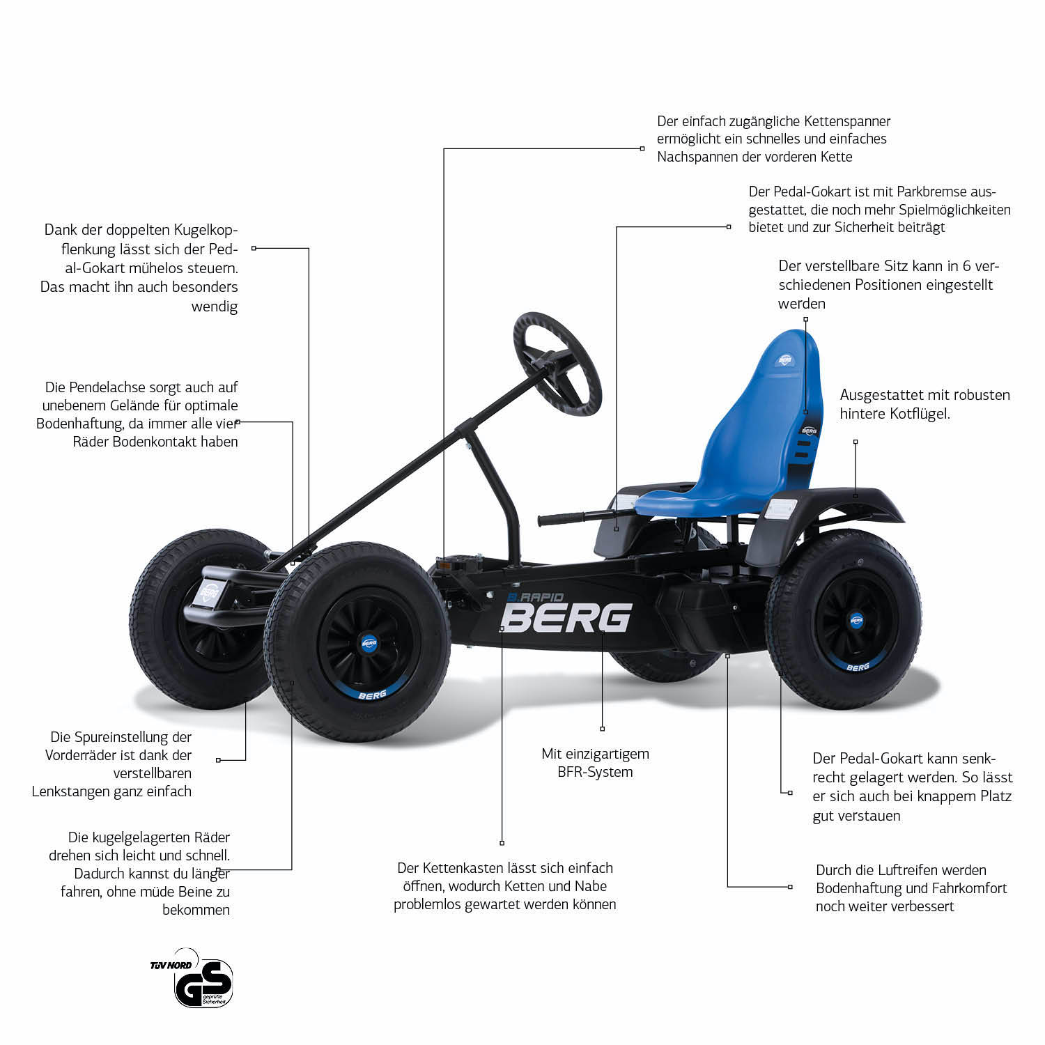 BERG Gokart B.Rapid Blue XL BFR inkl. Soziussitz BERG Gokart B.Rapid Blue XL BFR inkl. Soziussitz
