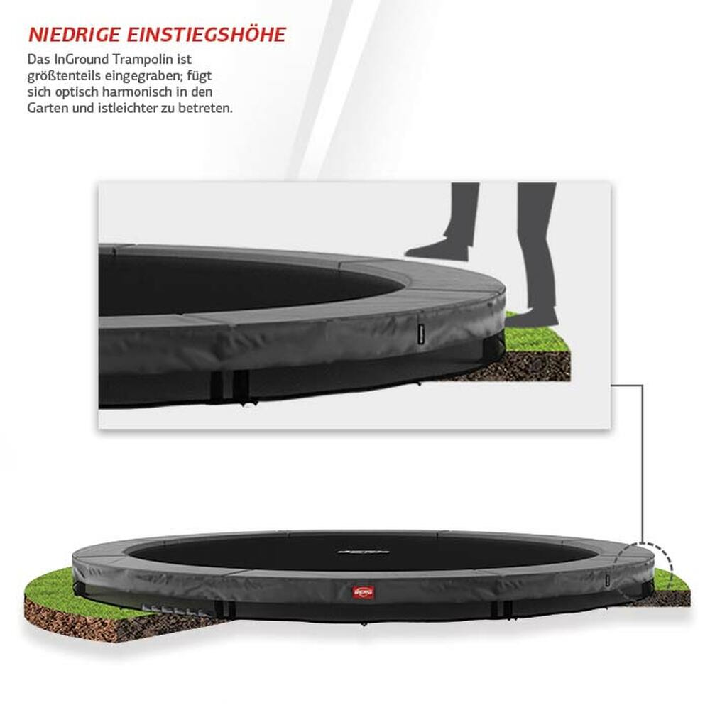 BERG Trampolin InGround ROUND Champion Grey Ø380 cm + Sicherheitsnetz Deluxe (NEU) BERG Trampolin InGround ROUND Champion Grey Ø380 cm + Sicherheitsnetz Deluxe (NEU)