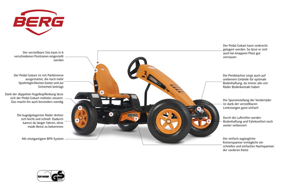 BERG Gokart X-Cross orange XL BFR inkl. Soziussitz X-Cross BERG Gokart X-Cross orange XL BFR inkl. Soziussitz X-Cross