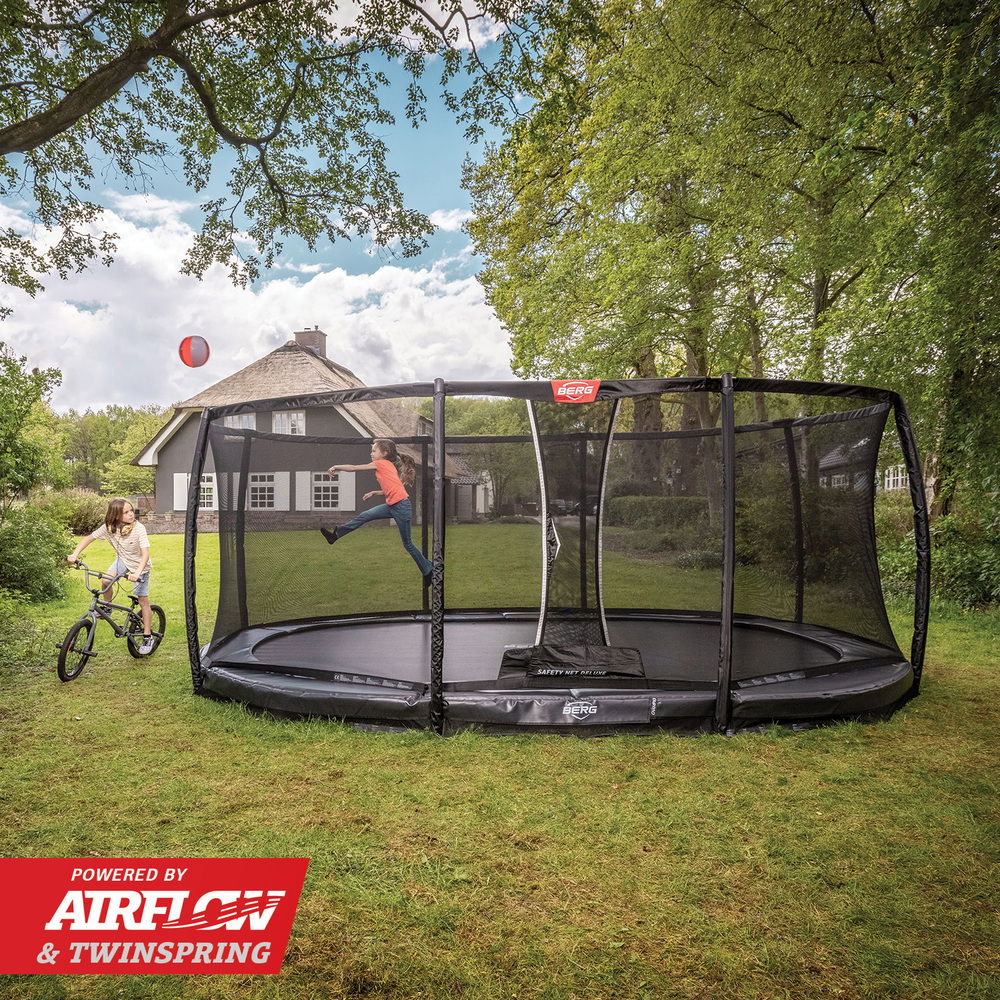 BERG Trampolin InGround GRAND Elite Grey oval 520 x 345 cm + Sicherheitsnetz Deluxe (Neu) BERG Trampolin InGround GRAND Elite Grey oval 520 x 345 cm + Sicherheitsnetz Deluxe (Neu)