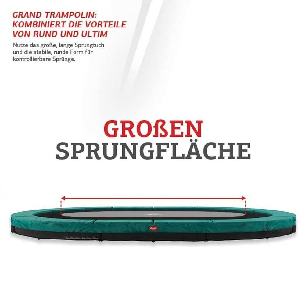 BERG Trampolin InGround GRAND Champion Green oval 350 x 250 cm + Sicherheitsnetz Deluxe BERG Trampolin InGround GRAND Champion Green oval 350 x 250 cm + Sicherheitsnetz Deluxe
