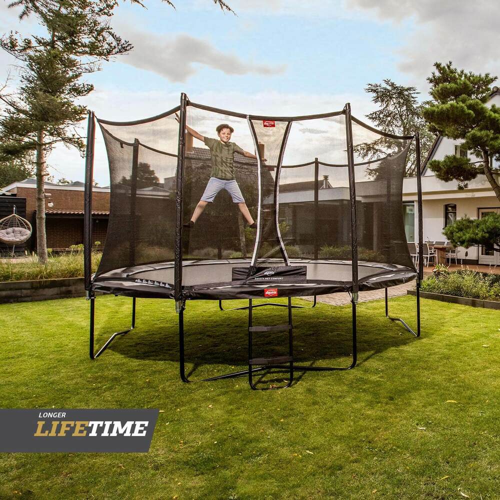 BERG Trampolin Regular ROUND Favorit Black Ø380 cm + Sicherheitsnetz Comfort